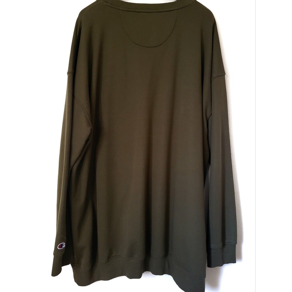 CHAMPION Men's Big & Tall Crewneck Pullover Sweatshirt (4XL) Army Military Green - Picture 7 of 7